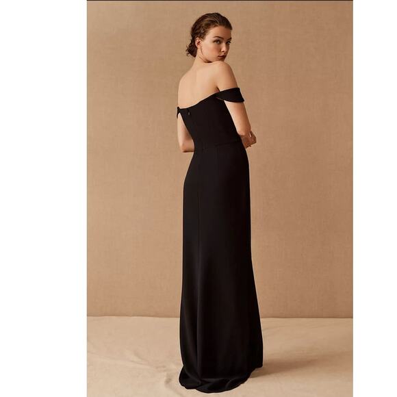 New Anthropologie BHLDN Rossi Crepe Maxi Dress $220 SIZE 16 Black - Picture 3 of 4